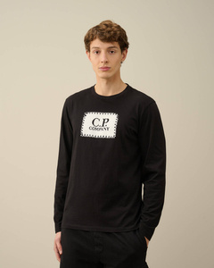 LONGSLEEVE C.P. COMPANY 30/1 JERSEY LONG SLEEVED LOGO T-SHIRT BLACK